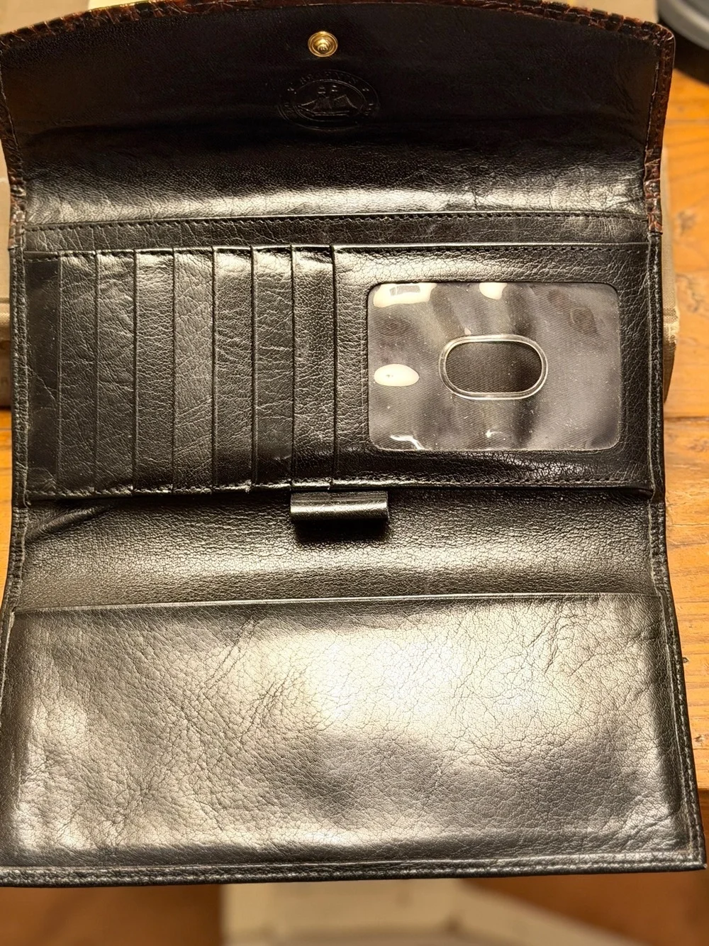 Classic Black & Brown Women’s Leather Wallet Clutch